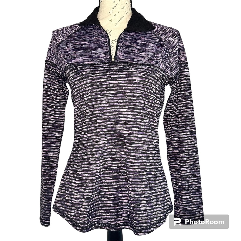AVIA | Purple & Black 1/4 Zip Pull Over Activewear Long Sleeve Shirt | Size XS